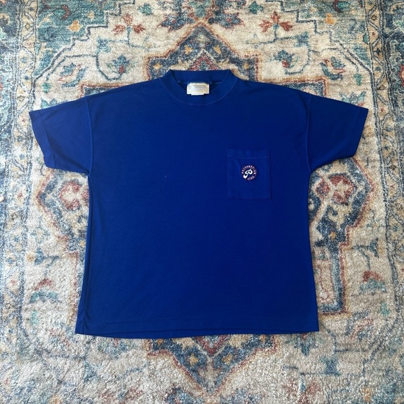 Vintage Perspective Logo Blue Pocket T-shirt Large - Picture 1 of 5